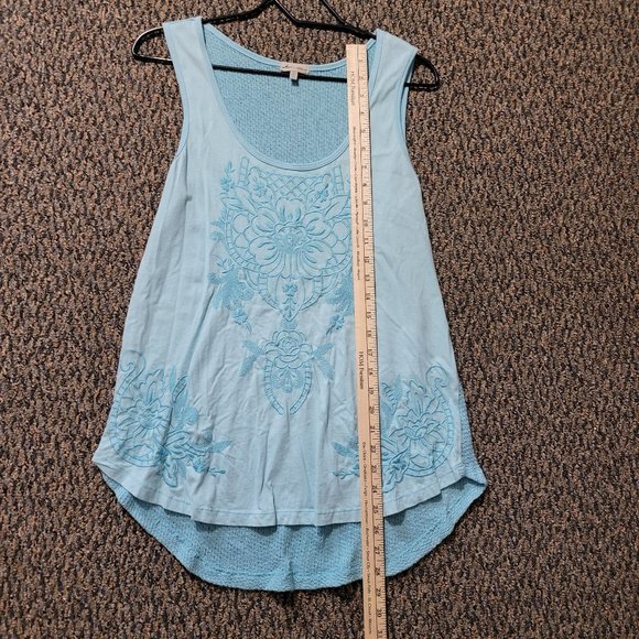 Gorgeous Mododoc Los Angeles Aqua Blue Embroidered Tank Top Size Medium - Picture 10 of 12